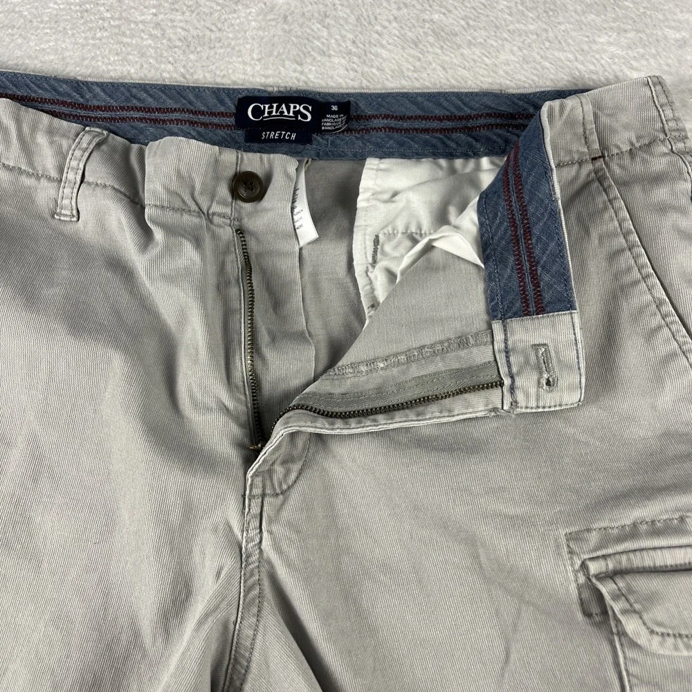 Chaps Cargo Shorts Men's 36 Gray Stretch Cotton Casual Outdoor Pocket